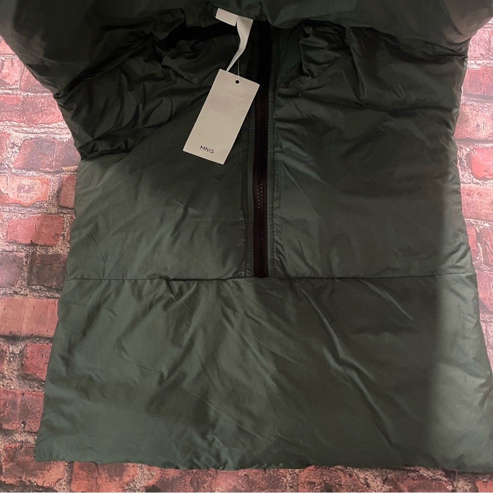 Mango Womens NEW NWT Quilted Puffer Vest Anorak Hooded Size Large Green - Picture 8 of 8